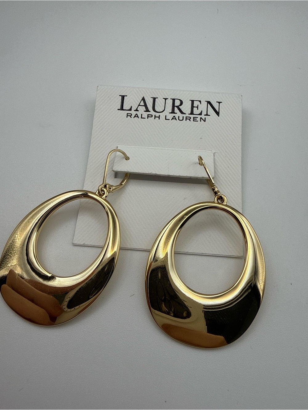 Ralph Lauren Shiny Gold Open Oval Drop Earrings
